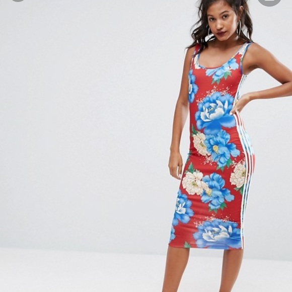 adidas | Dresses | Adidas Red Floral Dress | Poshmark